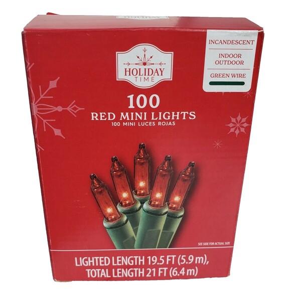 Lot of 2 fHoliday Time 100 Red String Lights Green Wire Christmas Incandescent - Picture 1 of 5